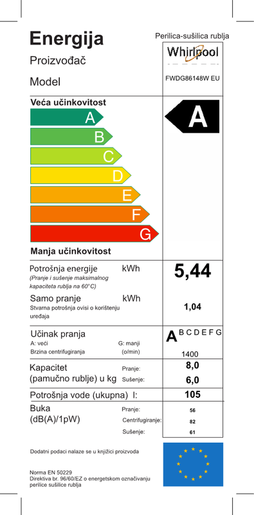 Whirlpool perilica sušilica rublja FWDG86148W EU*Rasprodaja_testirano_TPNJ