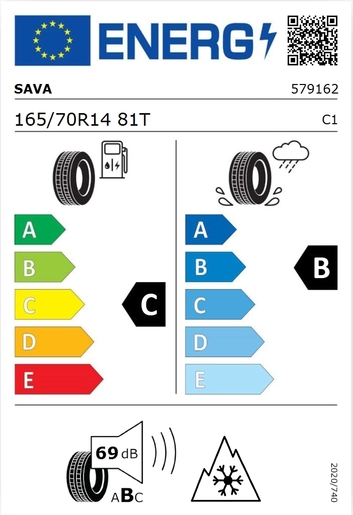 Sava 165/70R14 All Weather 81T, Pot: C,Pri: B,Buka: 69 dB