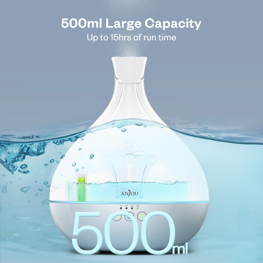 Anjou ultrazvučni ovlaživač/aroma difuzor bijele boje, kapacitet 500 ml AJ-AD012 W