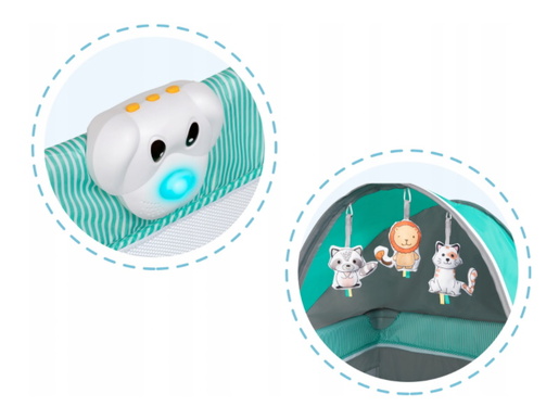 Lionelo dječji prijenosni krevetić Sven PLUS siva-tirkiz