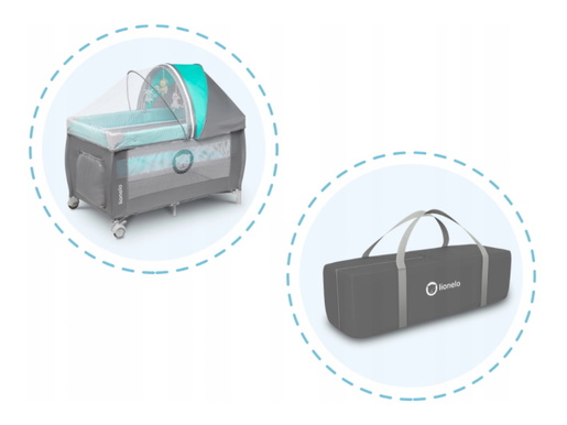 Lionelo dječji prijenosni krevetić Sven PLUS siva-tirkiz