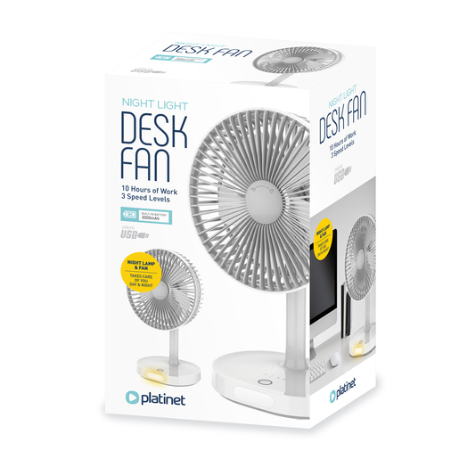 Platinet ventilator stolni prijenosni "FANCY", 3000mAh