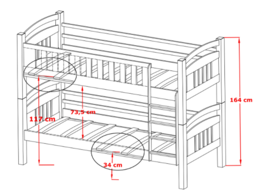 Drveni dječji krevet na kat Ignas s ladicom - svijetlo drvo - 200*90