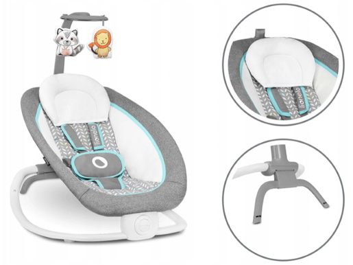 Lionelo dječja zibalica Pascal, 5 melodija, vibriranje, siva-scandi, 3g jamstva