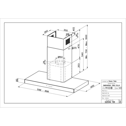 Faber napa Stilo Glass Smart X/V A90