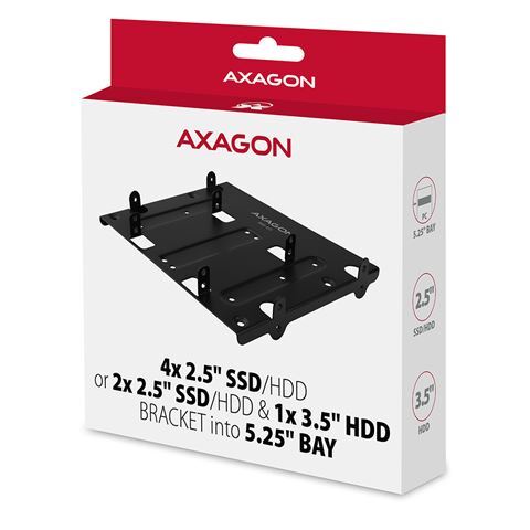 AXAGON adapter za ugradnju 4x 2.5" HDD/SSD ili 2x 2.5" + 1x 3.5" u 5.25" (RHD-435)