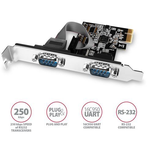 Axagon kontroler PCIe, 2x Serial, standard & low profile (PCEA-S2N)