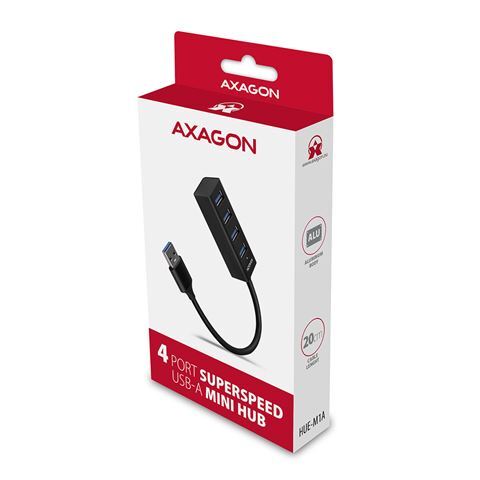 AXAGON USB HUB Mini HUE-M1A 4x USB3.2, USB-A cable, 20cm