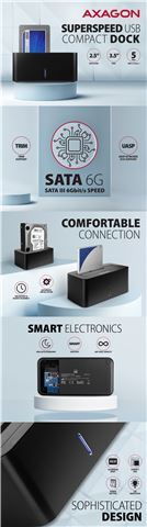 AXAGON ADSA-SMB USB3.0 - 1x SATA 6G HDD Dock Station
