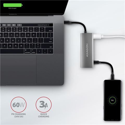 AXAGON USB-C HUB, 2x USB-A, 2x USB-C, HDMI, metal (HMC-5G2)