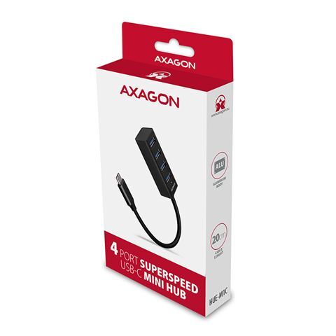 AXAGON USB-C HUB, 4x USB 3.2 Gen 1, 20cm, metal (HUE-M1C)