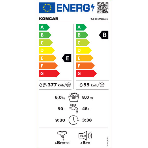 Končar perilica sušilica rublja PS1486MDCBN