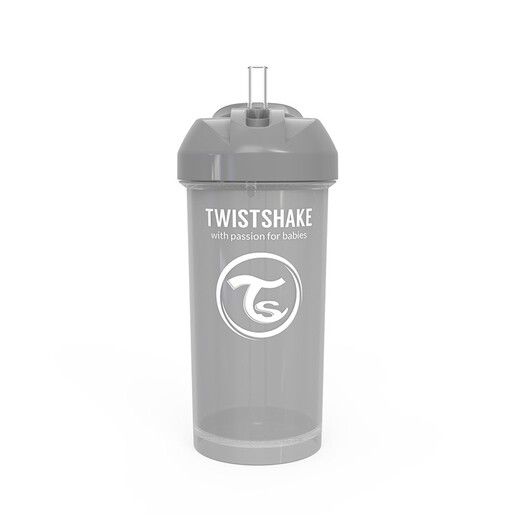 Twistshake Bočica sa slamkom 360ml 6+m Pastel Grey