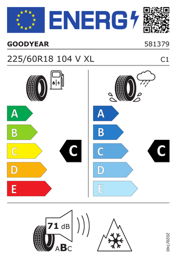 Goodyear 225/60R18 104V UltraGrip Performance+ SUV XL TL, Pot: C, Pri: C, Buka: 71 dB