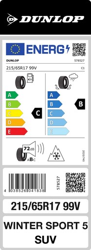 Dunlop 215/65R17 99V Winter Sport 5 SUV TL, Pot: C, Pri: B, Buka: 72 dB