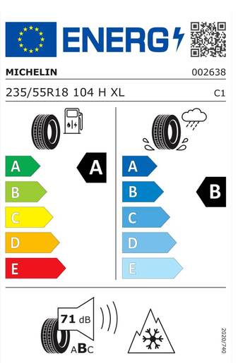 Michelin 235/55R18 104H CROSSCLIMATE 2 VOL XL TL, Pot: A, Pri: B, Buka: 71 dB