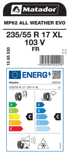 Matador 235/55R17 103V MP62 ALL Weather EVO XL FR TL, Pot: C, Pri: C, Buka: 72 dB