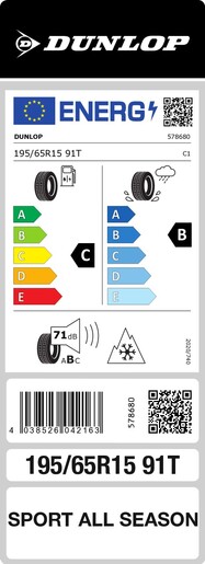 Dunlop 195/65R15 91T SPORT ALL SEASON TL, Pot: C, Pri: B, Buka: 71 dB