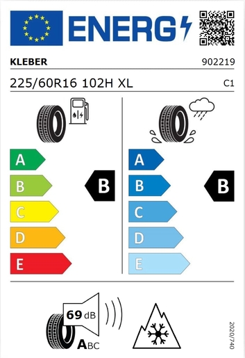 Kleber 225/60R16 Kristal HP3 102H XL, Pot: B, Pri: B, Buka: 69 dB