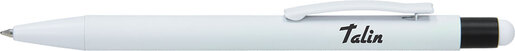 Kemijska olovka Talin  metalna, touch screen vrh, bijelo/crna 50 komada