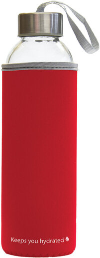 Boca za vodu staklena Stream Color 500 ml crvena/ sivi rub