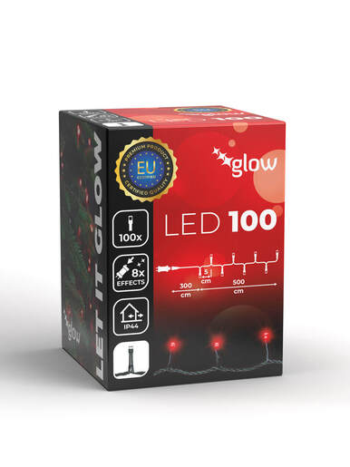 100 LED Lampica – Crvena boja – zelena žica