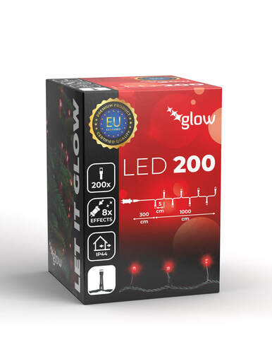200 LED Lampica – Crvena boja – zelena žica
