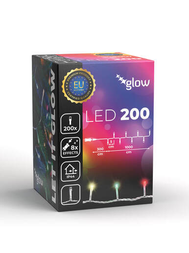200 LED Lampica – Šarena – prozirna žica