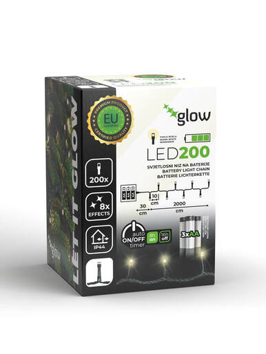 200 LED Lampica na baterije – Toplo bijela boja