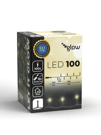 100 LED Lampica – Toplo bijela boja – zelena žica