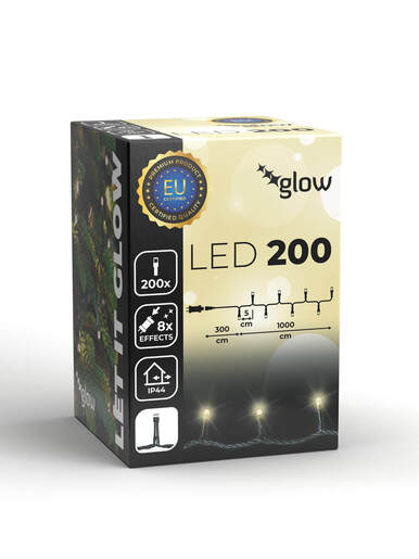 200 LED Lampica – Toplo bijela boja – zelena žica
