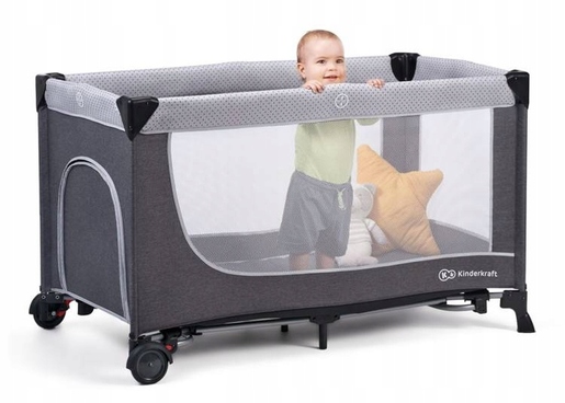 Kinderkraft Putni krevetić LEODY s dodacima, siva