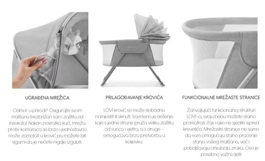 Kinderkraft Krevetić LOVI 3u1, grey