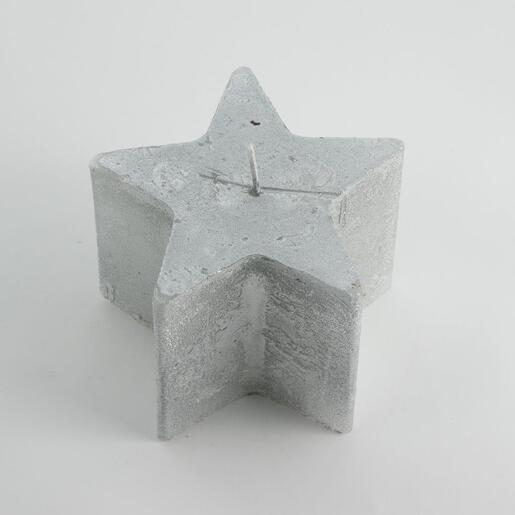 Svijeća metalik zvijezda 9,5x8cm srebrna