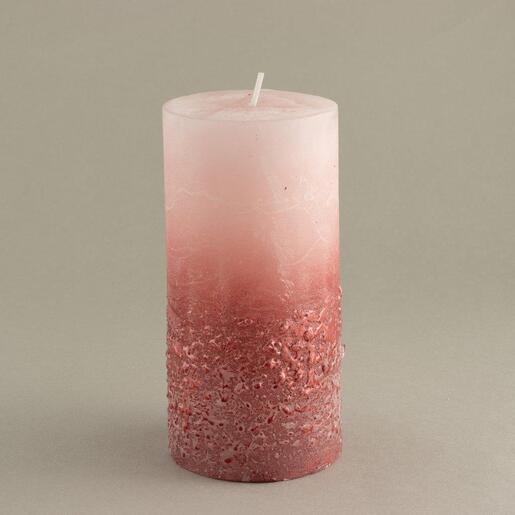 Svijeća gliter lfg 6,8xh14cm-  puder roza