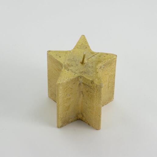 Svijeća metalik zvijezda 7x7,5cm sv.zlatna