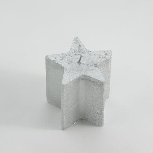Svijeća metalik zvijezda 7x7,5cm srebrna