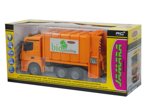 Jamara kamion na daljinsko upravljanje smetlarski Mercedes-Benz Antos, žuti 1:20