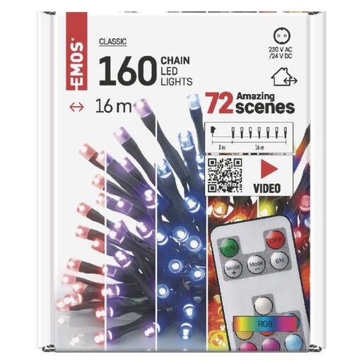 LED lampice 160LED 16m IP44 timer rc rgb- Šarena