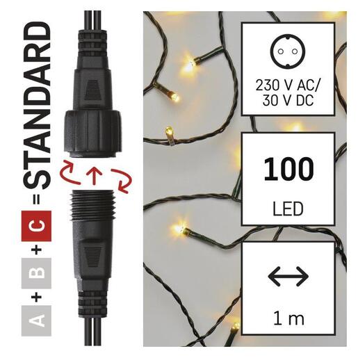 LED lampice konektor zavjesa 100LED 1x2m IP44 ww (bez adaptera)- Toplo bijela