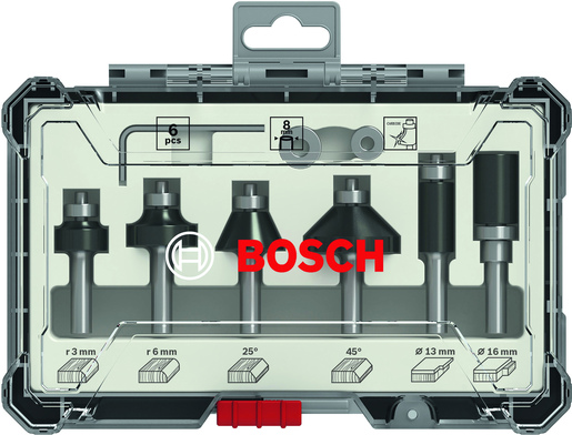 BOSCH Set glodala 6 komada Trim&Edging 8mm prihvat