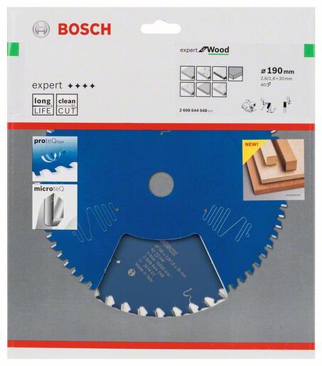 BOSCH List kružne pile Expert For Wood 190x30x2,6/1,6 mm, 40Z ATB