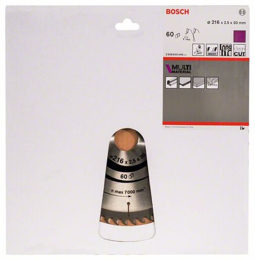 BOSCH List kružne pile Multimaterial 216x2,5 / 1,8x30 mm, Z=60, HLTCG