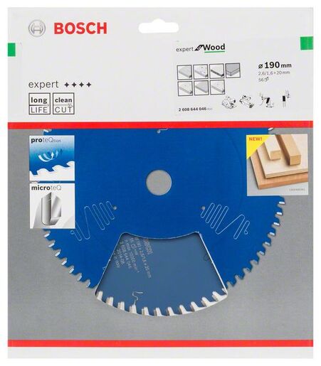 BOSCH List kružne pile Expert For Wood 190x20x2,6/1,6 mm, 56Z ATB