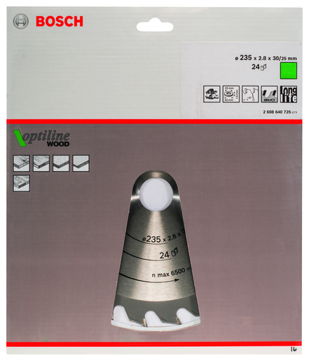 BOSCH List kružne pile Optiline Wood 235x2,8 / 1,8x30 / 25 mm, Z=24, ATB