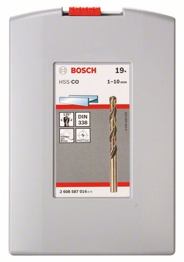 BOSCH ProBox set svrdla za metal HSS-Co, DIN 338 (Cobalt slitina)  1-10 mm, 135°, 19 kom