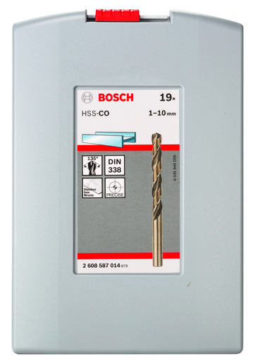 BOSCH ProBox set svrdla za metal HSS-Co, DIN 338 (Cobalt slitina)  1-10 mm, 135°, 19 kom