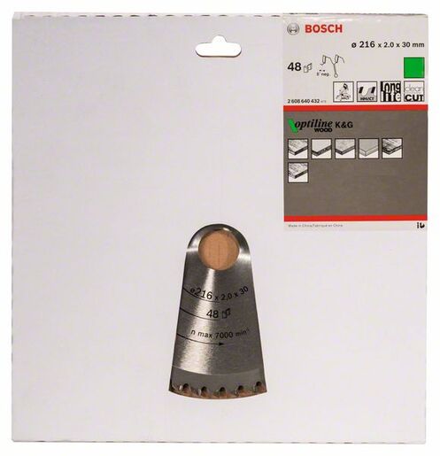 BOSCH List kružne pile Optiline Wood 216x2,0 / 1,4x30 mm, Z=48, ATB / N