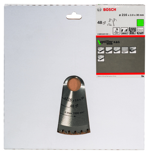 BOSCH List kružne pile Optiline Wood 216x2,0 / 1,4x30 mm, Z=48, ATB / N