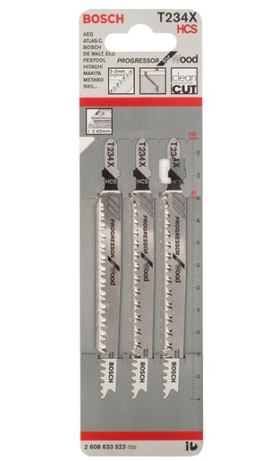 BOSCH List ubodne pile T 234 X, ravni rez, Progressor for Wood, ukupna duljina 117 mm